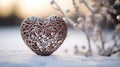 A heart shaped object in the snow, AI