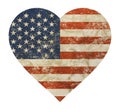 Heart shaped old grunge vintage American US flag Royalty Free Stock Photo