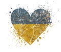 Heart shaped grunge vintage faded flag of Ukraine Royalty Free Stock Photo