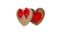 Heart shaped open gift box with red bow with heart inside. Isolate. Valentine`s Day Gift Royalty Free Stock Photo