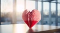 Floating Love: Delicate Origami Heart on White Table