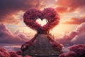 Heart shaped ornamental with stairs leading up to heaven. Love concept.