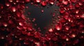 A heart shaped out of red rose petals on a black background, AI Royalty Free Stock Photo