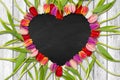 Heart shaped out of tulips