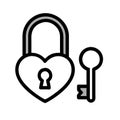 Heart Shaped Padlock with Key Romantic Security Vector Illustration Royalty Free Stock Photo