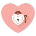 Heart shaped padlock and key. Vector illustration decorative background design