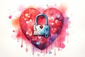 A heart shaped padlock with keys Valentine Day background Royalty Free Stock Photo