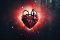 A heart shaped padlock with keys Valentine Day background Royalty Free Stock Photo