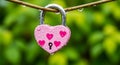 Heart shaped padlock on nature background Royalty Free Stock Photo