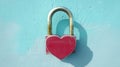 Heart shaped padlock on textured blue wall symbolizing love, commitment and guarded emotions, vintage security and romance concept Royalty Free Stock Photo