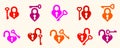 Heart shaped padlocks vector logos or icons set, locks and turnkeys love theme in a shape of hearts open or closed emotions, Royalty Free Stock Photo