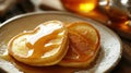 Heart shaped pancakes - Valentine\'s day breakfast meal. Romantic idea