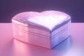 Heart shaped pastel glowing gift box. Generate ai