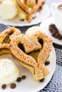 Heart-shaped pastry with sesame seeds Royalty Free Stock Photo