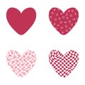 Heart-shaped patterns collection for Valentine Day. Perfect print for tee, stickers, posters, cards. Vector illustration for decor