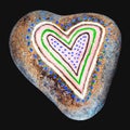 Heart Shaped Pebble With Heart Painted On Royalty Free Stock Photo