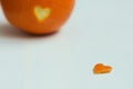 Heart shaped peel cut from orange Royalty Free Stock Photo