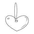 Heart-shaped pendant, keychain. Love concept, valentine\'s day gift. Hand drawn vector sketc