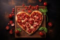 Heart shaped pepperoni pizza love. Royalty Free Stock Photo