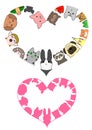 Heart shaped pet animals border set Royalty Free Stock Photo