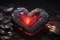 a heart shaped piece of rock with a red glow. ai generative Royalty Free Stock Photo