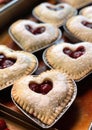 a heart shaped pies with cherry filling