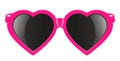 Heart shaped pink glamour sunglasses vector cartoon