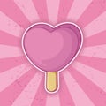 Heart shaped pink ice cream stick Royalty Free Stock Photo