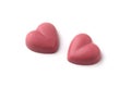 Heart shaped pink ruby chocolate isolated on white background Royalty Free Stock Photo