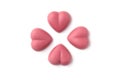 heart shaped pink ruby chocolate isolated on white background Royalty Free Stock Photo