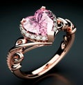 Heart shaped Pink Valentines Wedding ring Luxury jewelry