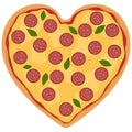 Heart shaped pizza in flat style. Vector illustration Royalty Free Stock Photo