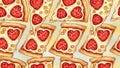 Heart-Shaped Pizza Slices Pattern Background Royalty Free Stock Photo