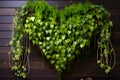 Heart-shaped plant hanger with greenery spilling over, for Valentine\'s. AI Generated Royalty Free Stock Photo