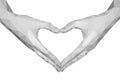 Heart shaped polygonal hands empty monochrome