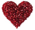 Heart shaped pomegranate seeds Royalty Free Stock Photo