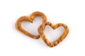 Heart shaped pretzel isolated on white