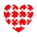 Heart shaped puzzle, separated vector