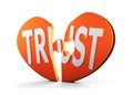 Heart shaped puzzle with word TRUST, 3D illustration.