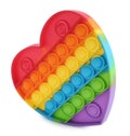 Heart shaped rainbow pop it fidget toy isolated on white Royalty Free Stock Photo