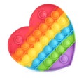 Heart shaped rainbow pop it fidget toy isolated on white, top view Royalty Free Stock Photo