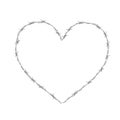 Heart shaped realistic glossy barbed wire on white Royalty Free Stock Photo