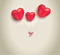 Heart shaped red balloons with inscription love on paper background, Happy Valentine`s Day, greeting card blank Royalty Free Stock Photo
