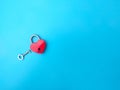 Heart shaped red lock with key. Concept of love forever Royalty Free Stock Photo