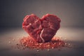 Heart shaped red raw beef with salt and pepper. Generate ai Royalty Free Stock Photo