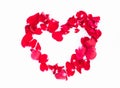Heart-shaped from red rose petal Royalty Free Stock Photo