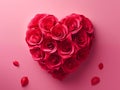 Heart shaped red roses represent Valentine\'s Day. Generative AI.