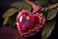 Heart Shaped Red Ruby Necklace Pendant - Generative AI Royalty Free Stock Photo