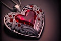 Red Ruby Heart Shaped Necklace Pendant - Generative AI Royalty Free Stock Photo