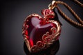 Ornate Heart Shaped Red Ruby Necklace Pendant - Generative AI Royalty Free Stock Photo